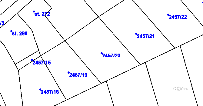 Parcela st. 2457/20 v KÚ Vřesovice, Katastrální mapa