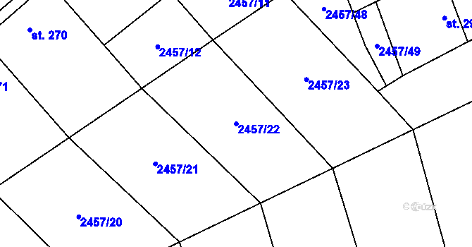 Parcela st. 2457/22 v KÚ Vřesovice, Katastrální mapa