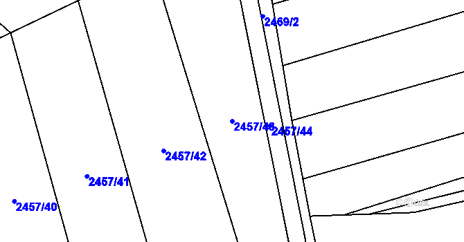 Parcela st. 2457/43 v KÚ Vřesovice, Katastrální mapa