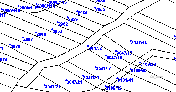 Parcela st. 3047/2 v KÚ Vřesovice, Katastrální mapa