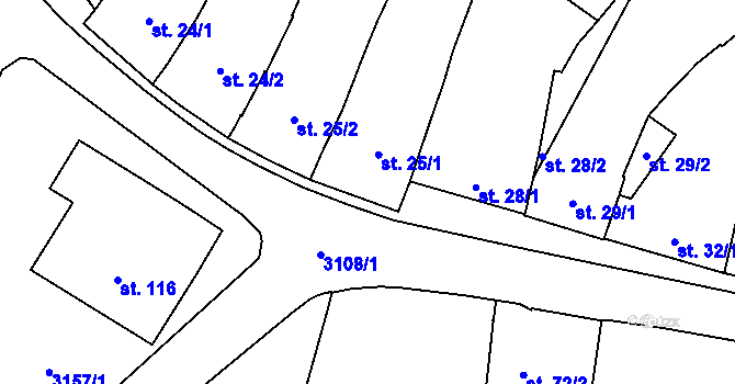 Parcela st. 3157/3 v KÚ Vřesovice, Katastrální mapa