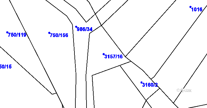 Parcela st. 3157/16 v KÚ Vřesovice, Katastrální mapa