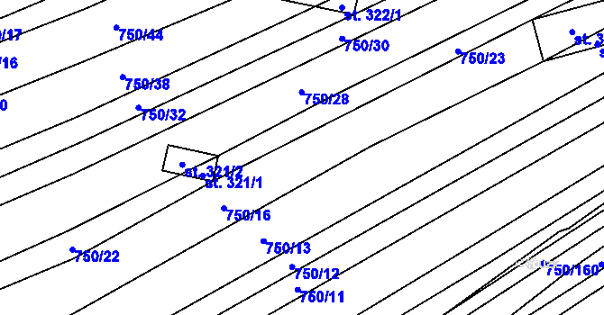 Parcela st. 750/19 v KÚ Vřesovice, Katastrální mapa