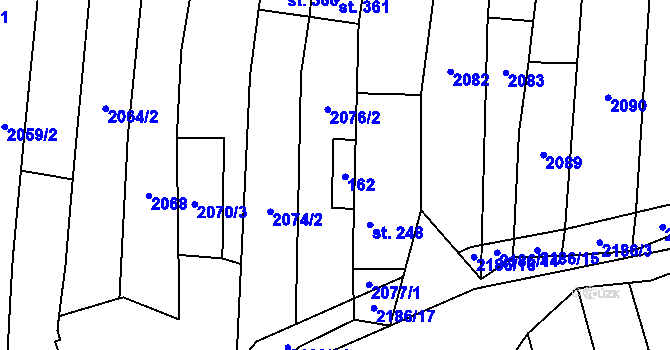 Parcela st. 2076/3 v KÚ Vřesovice, Katastrální mapa