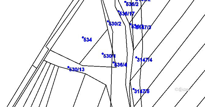 Parcela st. 530/1 v KÚ Vřesovice, Katastrální mapa