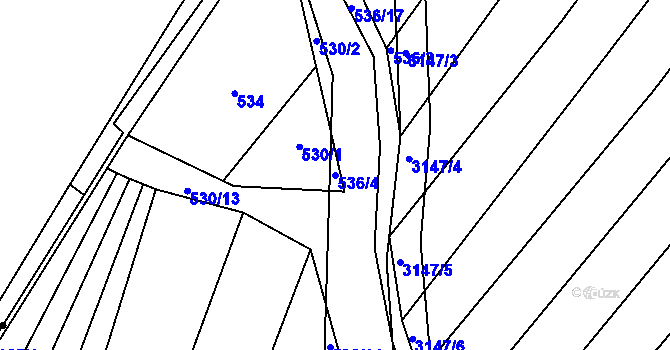 Parcela st. 536/4 v KÚ Vřesovice, Katastrální mapa