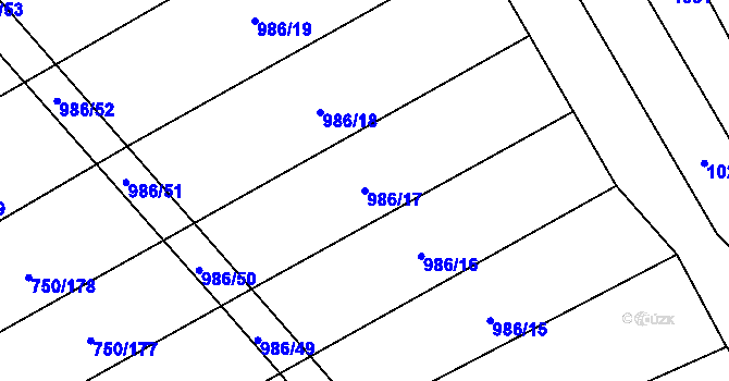 Parcela st. 986/17 v KÚ Vřesovice, Katastrální mapa