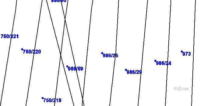 Parcela st. 986/25 v KÚ Vřesovice, Katastrální mapa