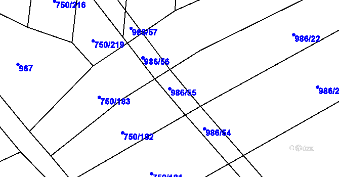 Parcela st. 986/55 v KÚ Vřesovice, Katastrální mapa