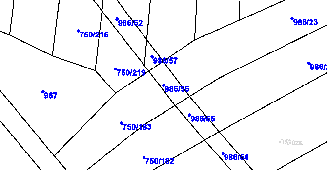 Parcela st. 986/56 v KÚ Vřesovice, Katastrální mapa