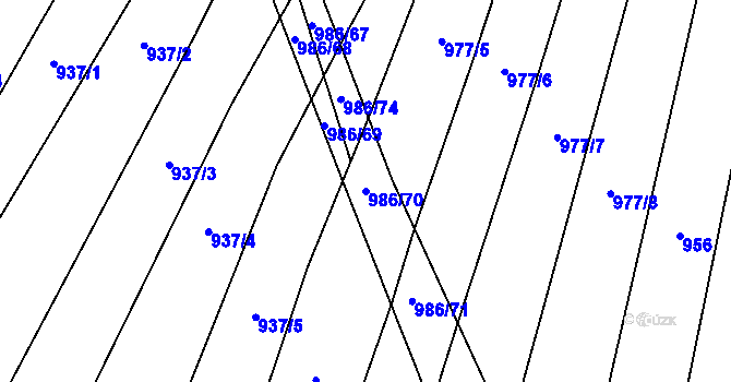 Parcela st. 986/70 v KÚ Vřesovice, Katastrální mapa