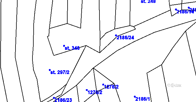 Parcela st. 2186/29 v KÚ Vřesovice, Katastrální mapa