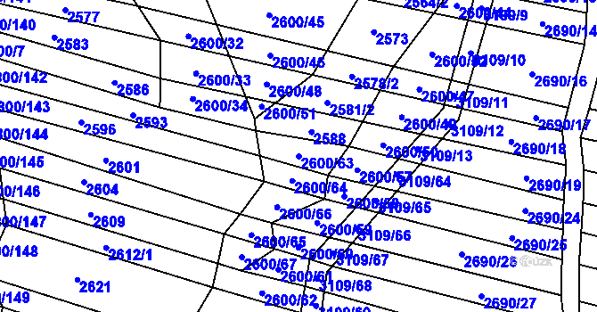 Parcela st. 2600/63 v KÚ Vřesovice, Katastrální mapa