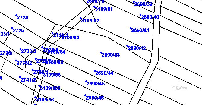Parcela st. 2690/43 v KÚ Vřesovice, Katastrální mapa