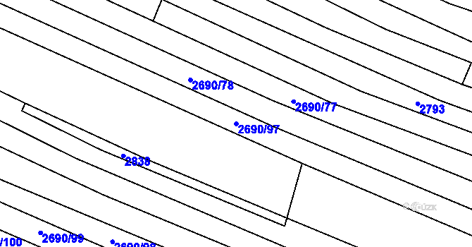 Parcela st. 2690/97 v KÚ Vřesovice, Katastrální mapa