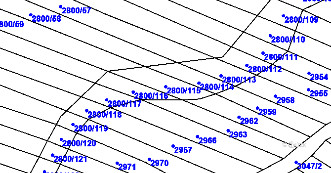 Parcela st. 2800/115 v KÚ Vřesovice, Katastrální mapa