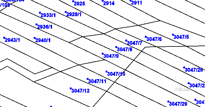 Parcela st. 3047/9 v KÚ Vřesovice, Katastrální mapa