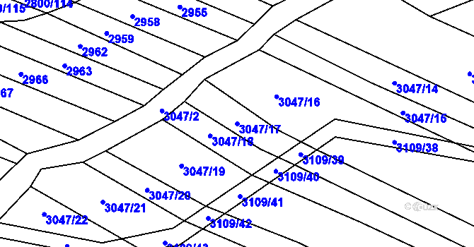 Parcela st. 3047/17 v KÚ Vřesovice, Katastrální mapa