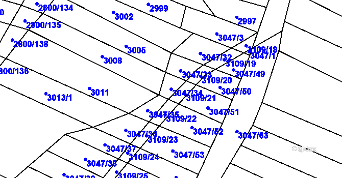 Parcela st. 3047/34 v KÚ Vřesovice, Katastrální mapa
