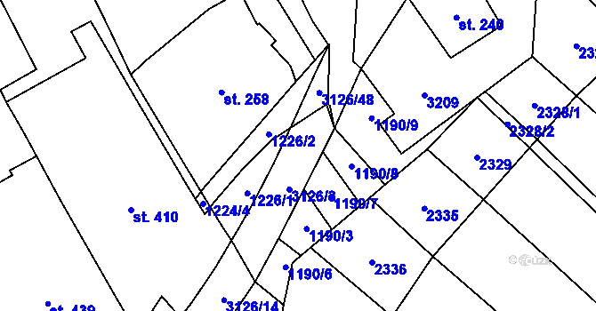 Parcela st. 3126/9 v KÚ Vřesovice, Katastrální mapa