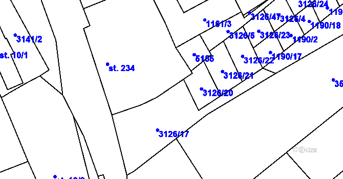 Parcela st. 3126/19 v KÚ Vřesovice, Katastrální mapa