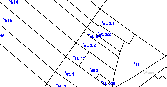 Parcela st. 3/2 v KÚ Vřesovice u Prostějova, Katastrální mapa