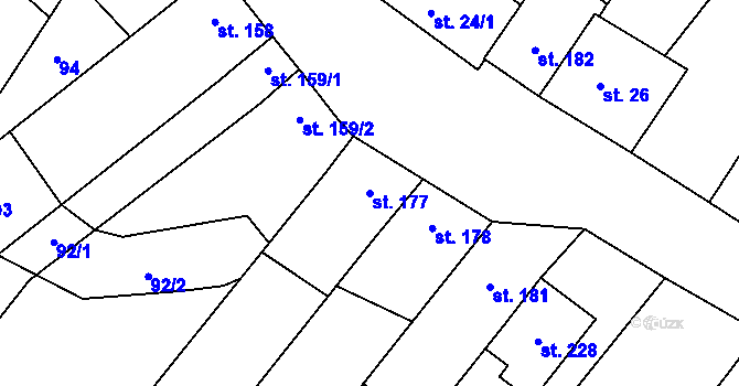 Parcela st. 177 v KÚ Vřesovice u Prostějova, Katastrální mapa