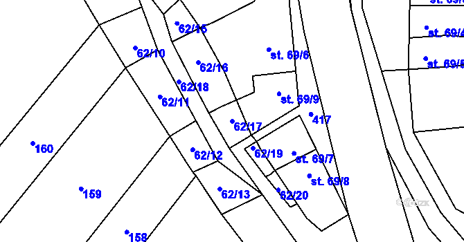 Parcela st. 62/17 v KÚ Vřesovice u Prostějova, Katastrální mapa