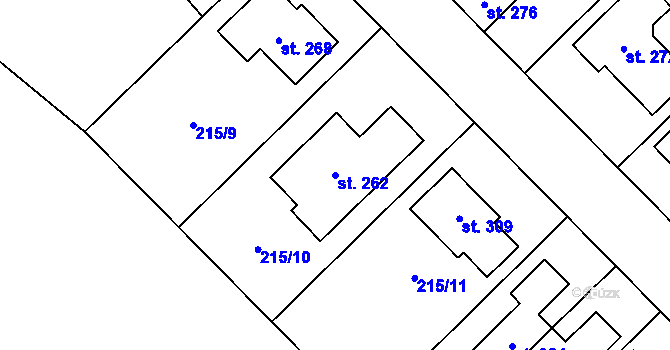 Parcela st. 262 v KÚ Vřesovice u Prostějova, Katastrální mapa