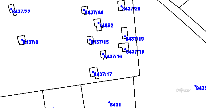 Parcela st. 8437/16 v KÚ Vsetín, Katastrální mapa