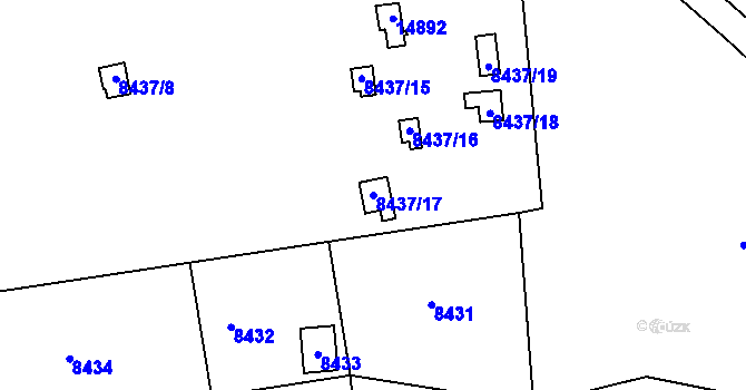Parcela st. 8437/17 v KÚ Vsetín, Katastrální mapa