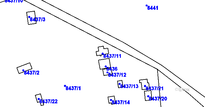 Parcela st. 8437/11 v KÚ Vsetín, Katastrální mapa