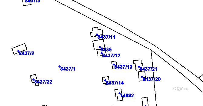 Parcela st. 8437/12 v KÚ Vsetín, Katastrální mapa