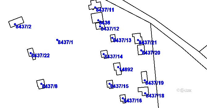 Parcela st. 8437/14 v KÚ Vsetín, Katastrální mapa