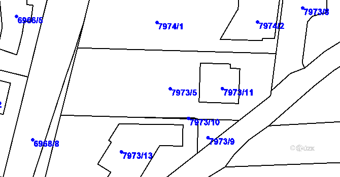 Parcela st. 7973/5 v KÚ Vsetín, Katastrální mapa