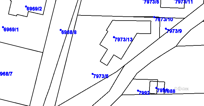 Parcela st. 7973/6 v KÚ Vsetín, Katastrální mapa