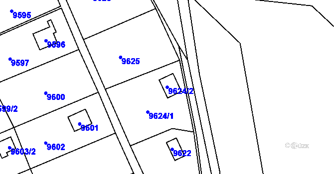Parcela st. 9624/2 v KÚ Vsetín, Katastrální mapa