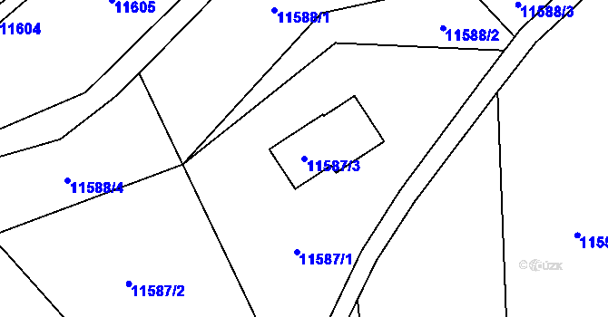Parcela st. 11587/3 v KÚ Vsetín, Katastrální mapa