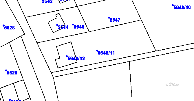 Parcela st. 5648/11 v KÚ Vsetín, Katastrální mapa