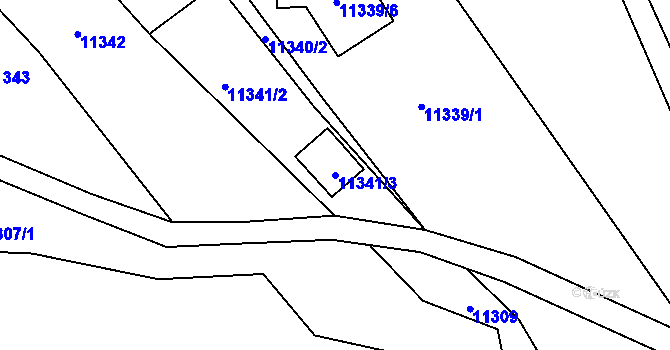 Parcela st. 11341/3 v KÚ Vsetín, Katastrální mapa