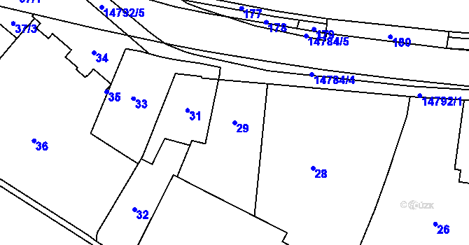 Parcela st. 29 v KÚ Vsetín, Katastrální mapa