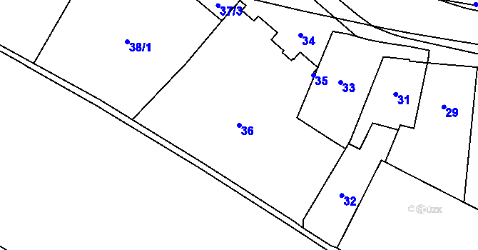Parcela st. 36 v KÚ Vsetín, Katastrální mapa