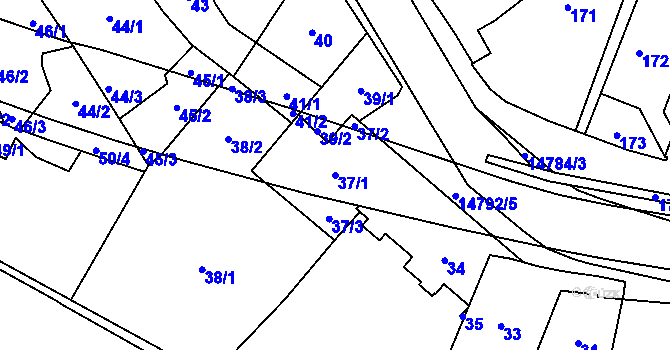 Parcela st. 37/1 v KÚ Vsetín, Katastrální mapa