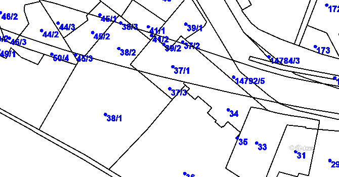 Parcela st. 37/3 v KÚ Vsetín, Katastrální mapa