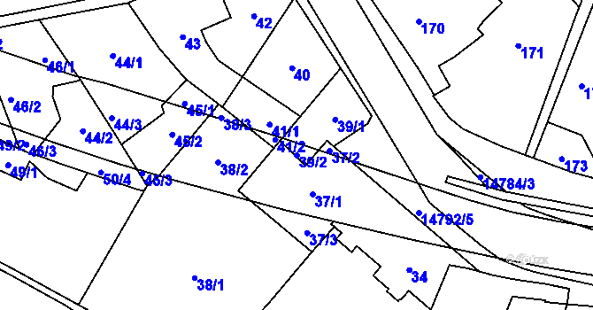 Parcela st. 39/2 v KÚ Vsetín, Katastrální mapa