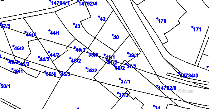 Parcela st. 41/1 v KÚ Vsetín, Katastrální mapa