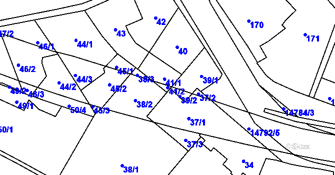 Parcela st. 41/2 v KÚ Vsetín, Katastrální mapa