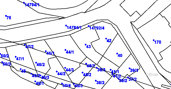 Parcela st. 43 v KÚ Vsetín, Katastrální mapa