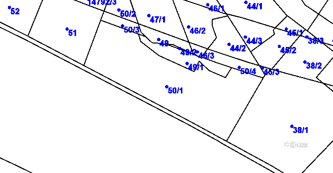 Parcela st. 50/1 v KÚ Vsetín, Katastrální mapa