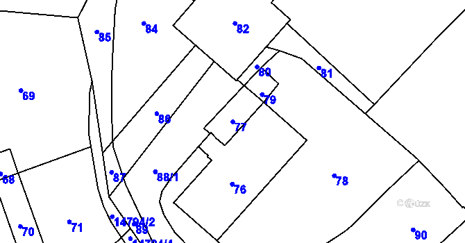Parcela st. 77 v KÚ Vsetín, Katastrální mapa